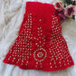 Hand Embroidered Georgette Lucknowi Chikankari Flared Palazzo with Gota Work- Red
