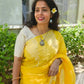 Bright Yellow Acrylic Raindrops Saree