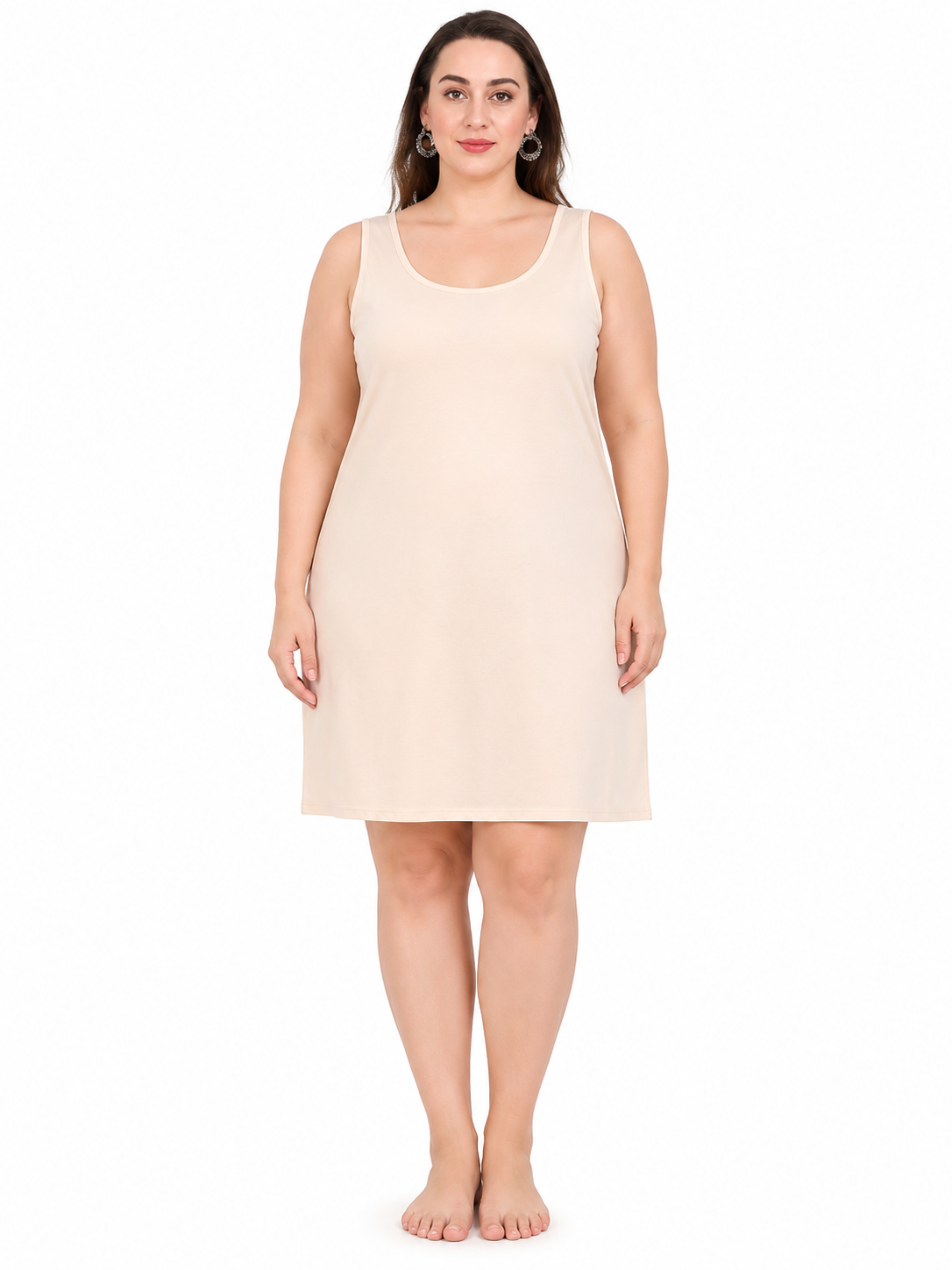 Cream Cotton Long Inner Slip Plus Size