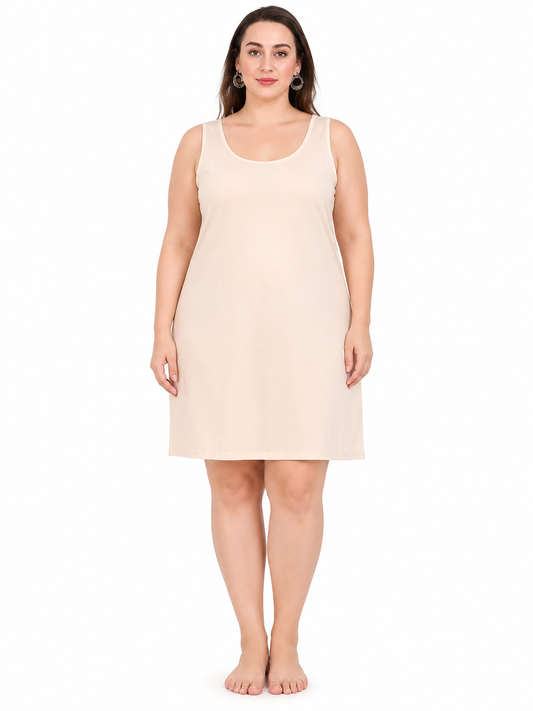 Cream Cotton Long Inner Slip Plus Size