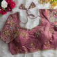 Pastel Shades Soft Silk Blouse With Hand Embroidery