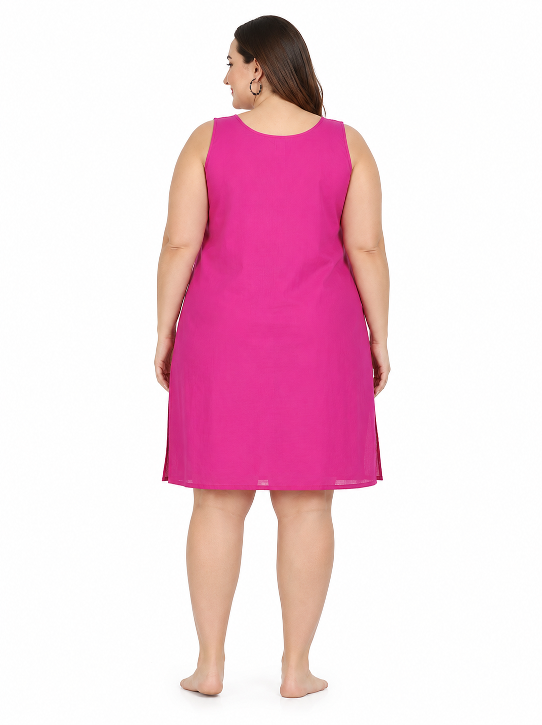 STORI Dark Pink Cotton Long Inner Slip for Women