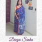 Divya Sinha in Indigo Blue Sitaar Printed Handloom Cotton Mulmul Saree