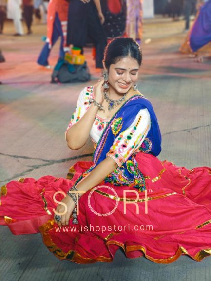 Navratri Multicolor Embroidered Blouse With Foil Mirror