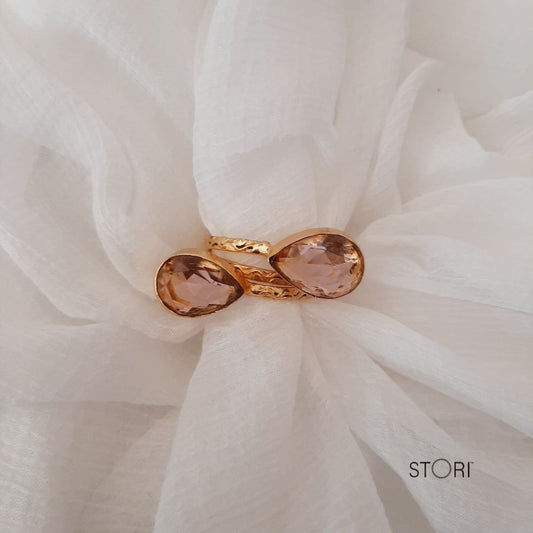 Onion Pink Dual Stone Finger Ring