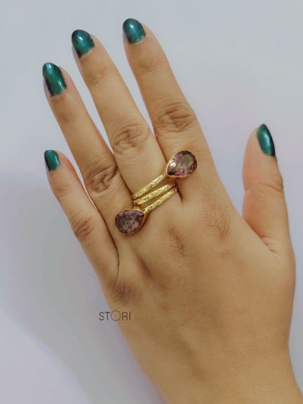 Purple Dual Stone Finger Ring