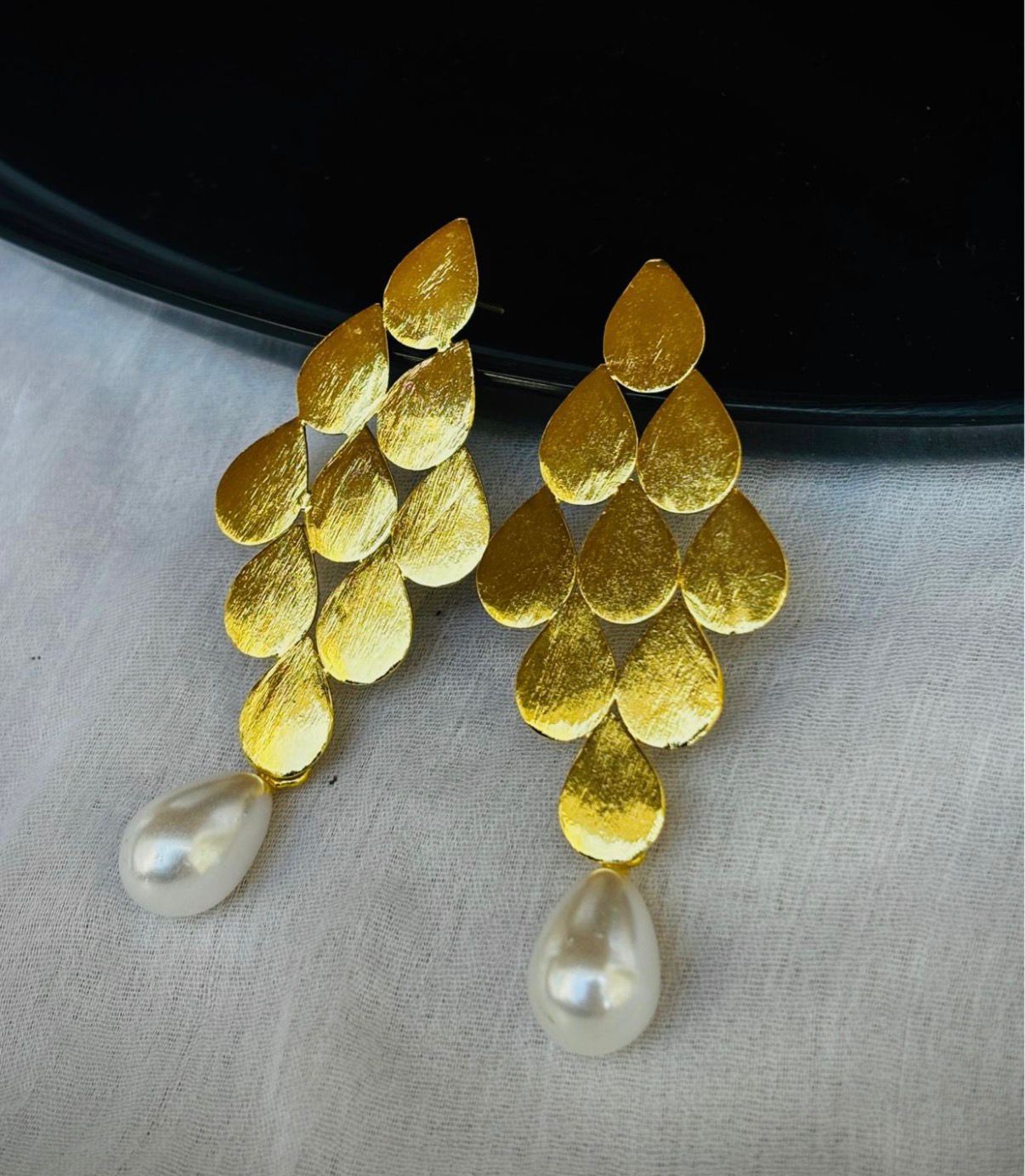 STORI Golden Pearl Drop Earrings