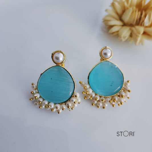 Blue Monalisa Stone Earrings for Women Near Me- STORI
