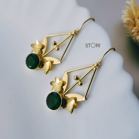 Green Monalisa Stone Earrings for Women Near Me- STORI