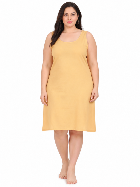 Fawn Cotton Long Inner Slip Plus Size