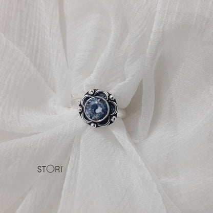 White Women's Oxidised Silver Finger Ring - STORI