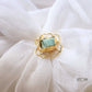 Amazonite Raw Stone Rose Pattern Finger Ring
