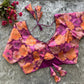 Purple Floral Printed Gold Embroidered Dual Dori Designer Blouse