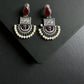 Red Mokshit Silver Lookalike Earrings