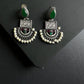 Green Mokshit Silver Lookalike Earrings