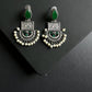 Green Mokshit Silver Lookalike Earrings
