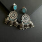 Sky Blue Shivanya 3-Layered Jhumki Earrings