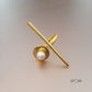 Golden Line & Disc Pearl Finger Ring