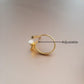 Golden Line & Disc Pearl Finger Ring