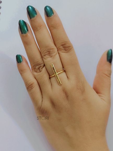 Golden Line Statement Ring