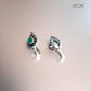 Green Spade Shaped Small Stone Oxidized Clip-on Nosepin