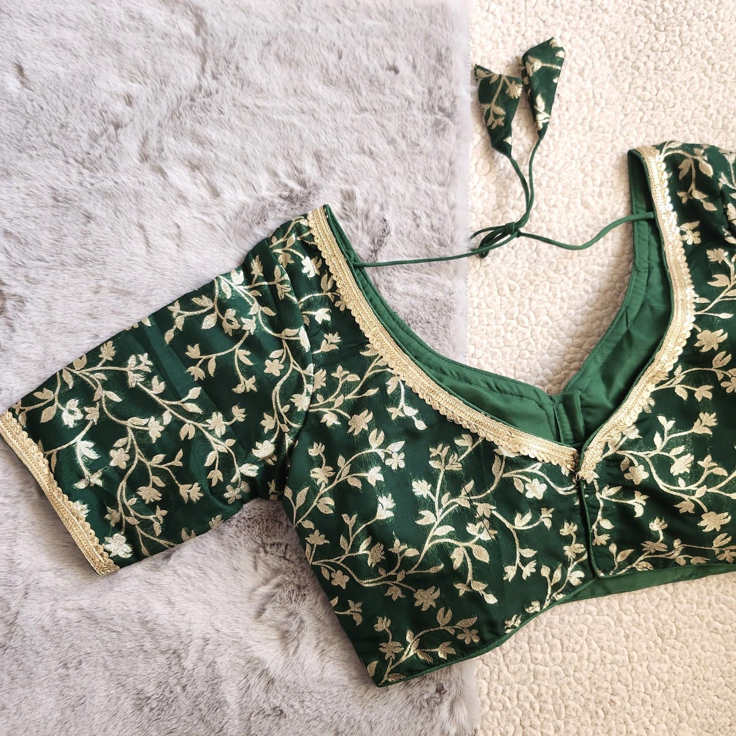 Green Banarasi Silk Blouse 