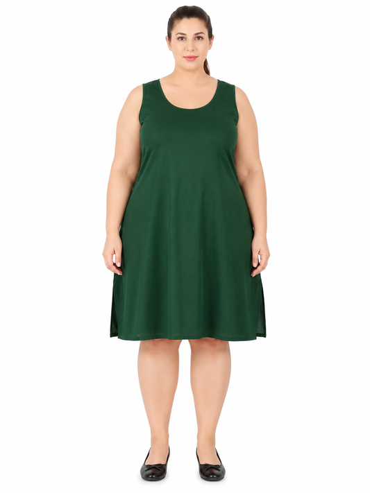 Green Cotton Long Inner Slip Plus Size