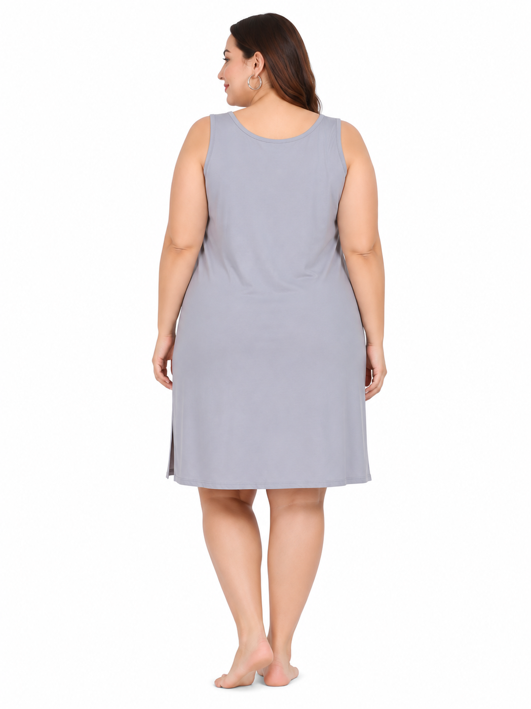 Grey Cotton Long Inner Slip Plus Size2