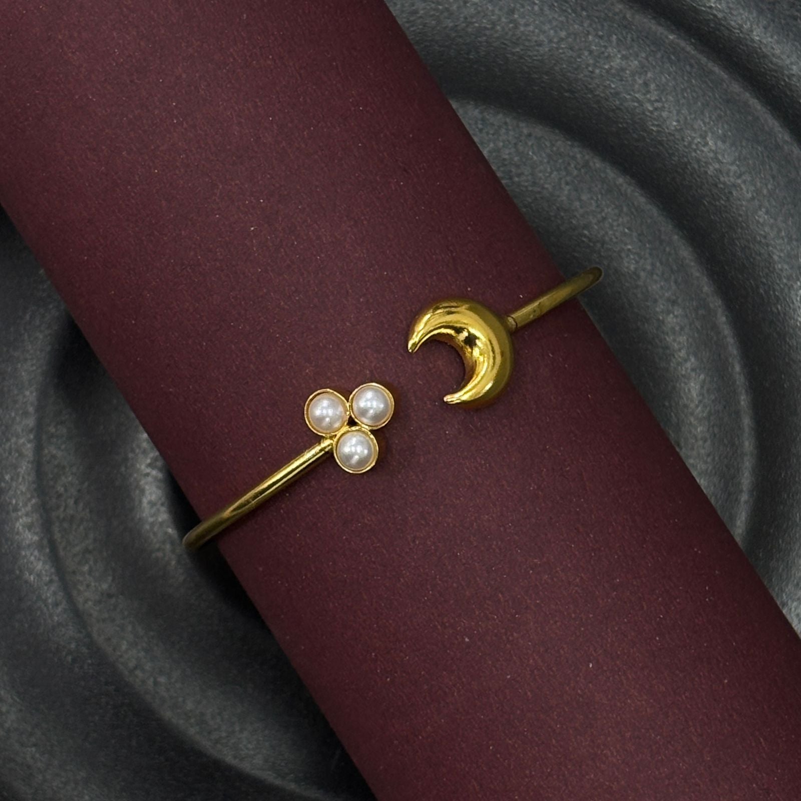Half Moon & Pearl Golden Bracelet