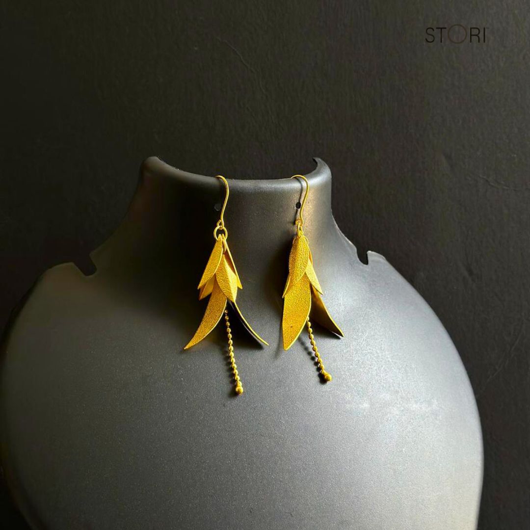 Pratiksha Matt Gold Dangling Earrings