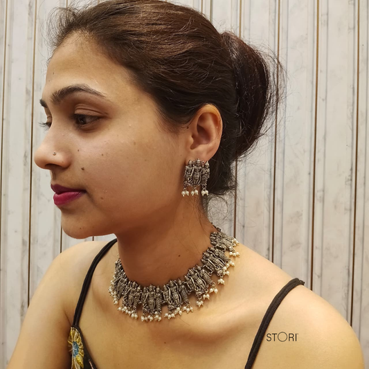 Siya Ram Necklace Set with Silver Polish