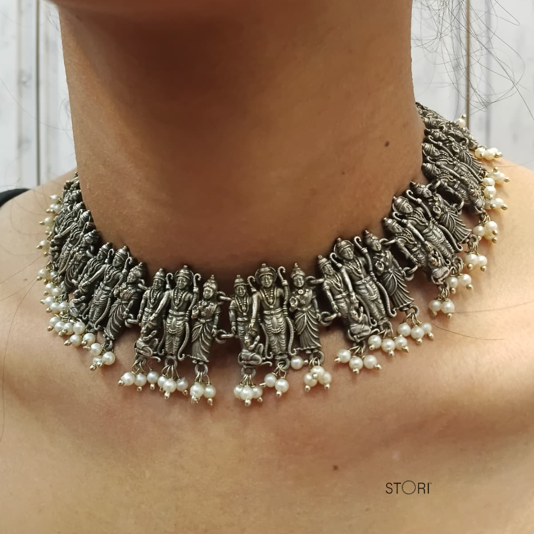 Siya Ram Necklace Set with Silver Polish