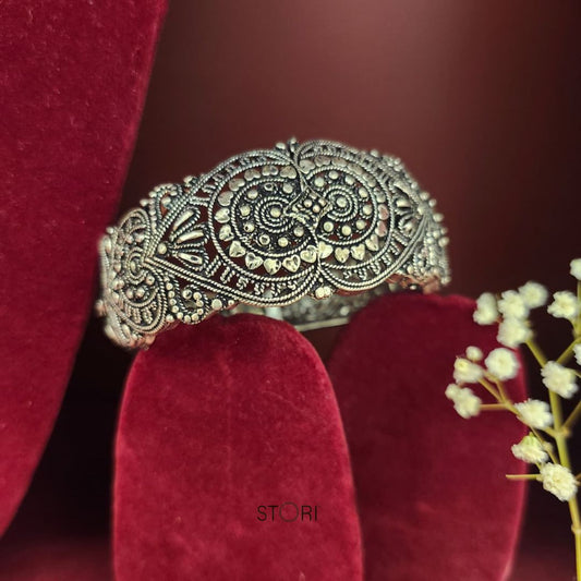 Aafsha Oxidised Silver Filigree Bracelet