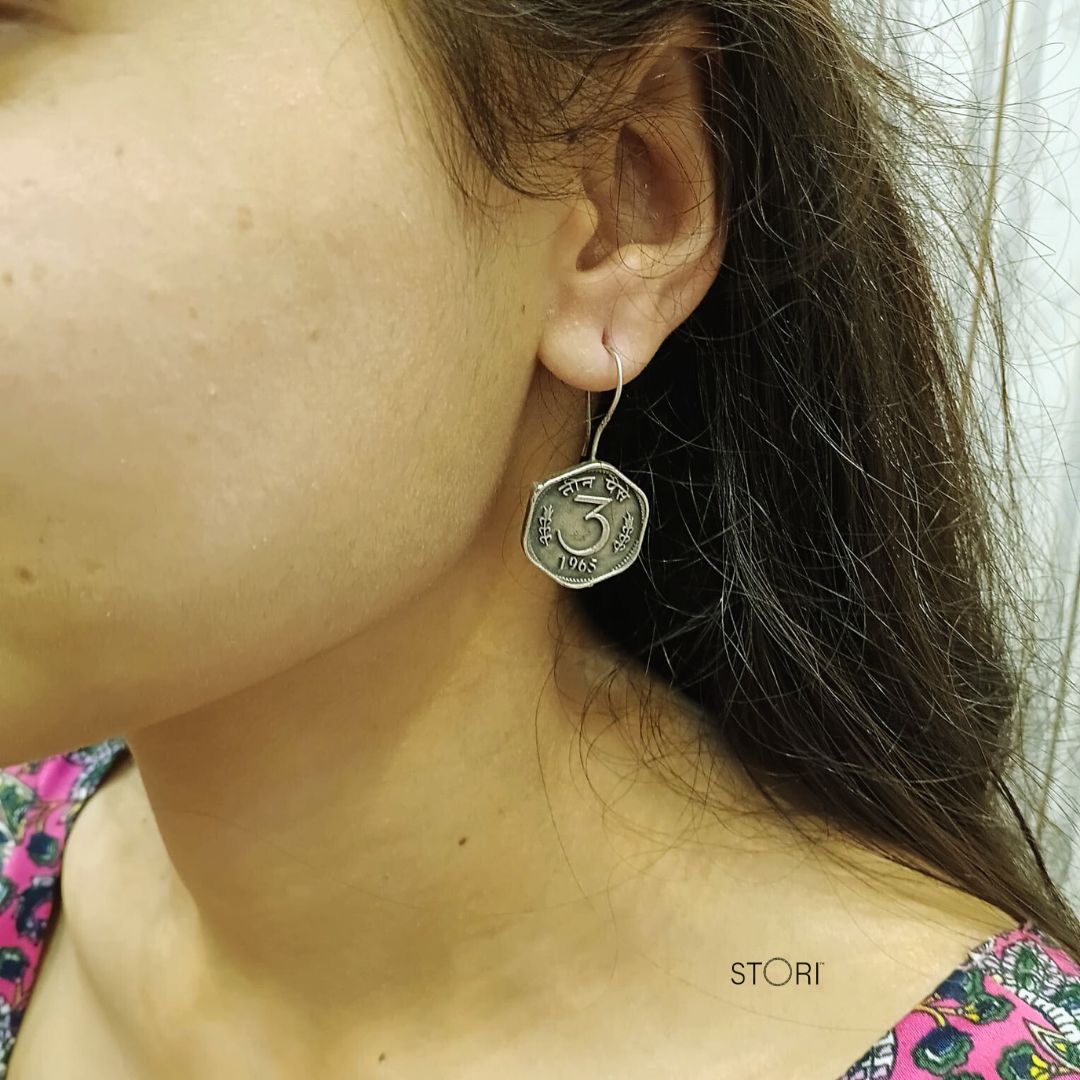 Antique 3-Paisa Statement Earrings