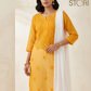 Havoka Mustard Yellow Georgette Tone-to-Tone Chikankari Kurti With Inner