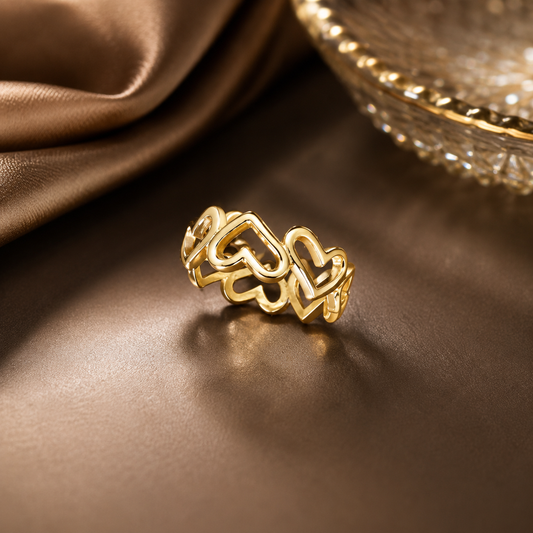 Heart Shape Golden Polish Finger Ring