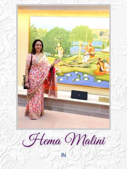 Hema Malini in Pink Kashmiri Saree