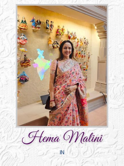 Hema Malini in Pink Kashmiri Saree 