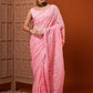 Pink Embroidered Organza Silk Saree