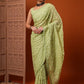 Olive Green Embroidered Organza Silk Saree