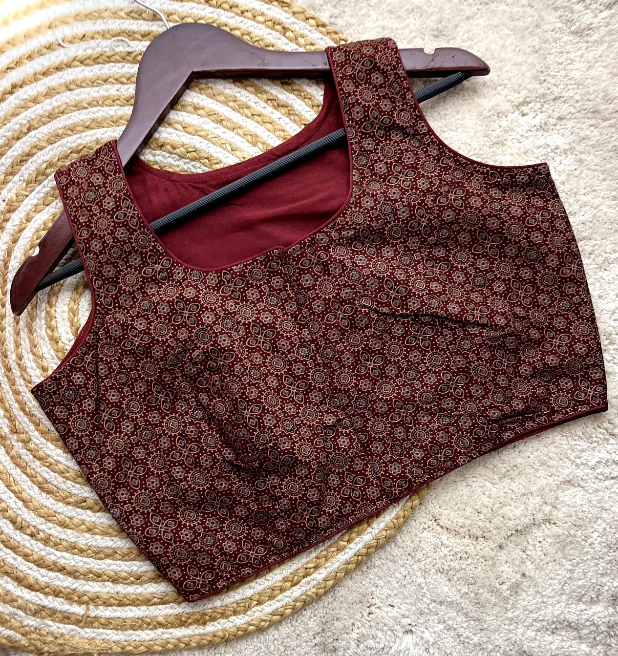 Ajrakh Printed Sleeveless Cotton Blouse
