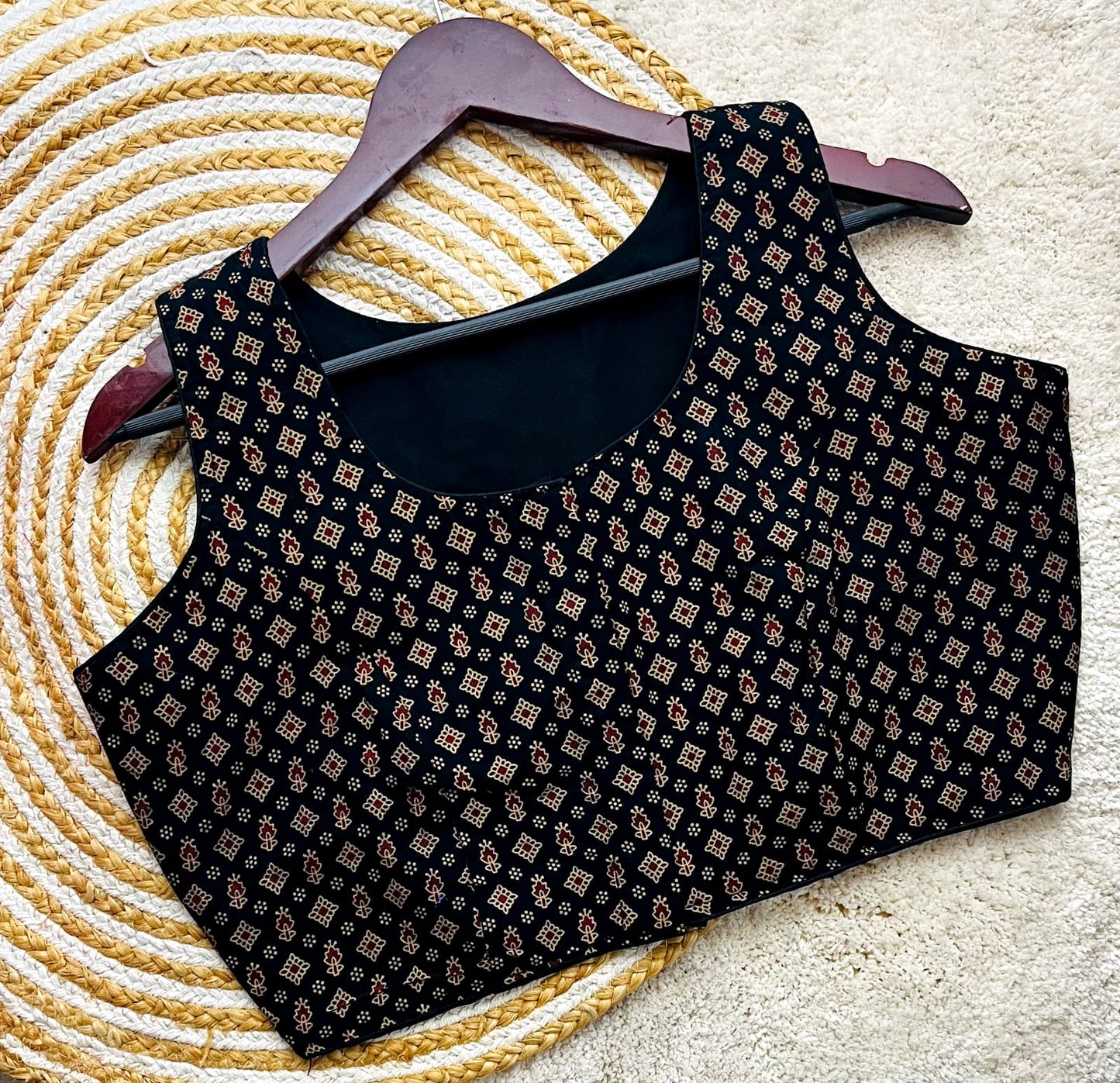 Ajrakh Printed Sleeveless Cotton Blouse