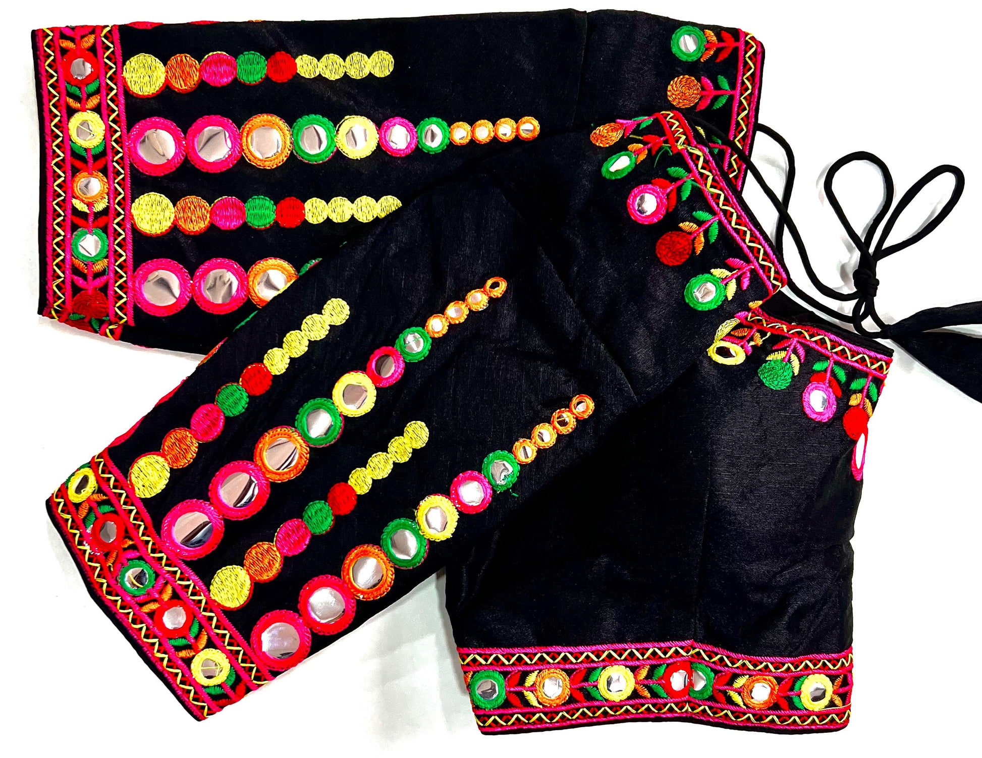 Navratri Multicolor Embroidered Blouse With Foil Mirror