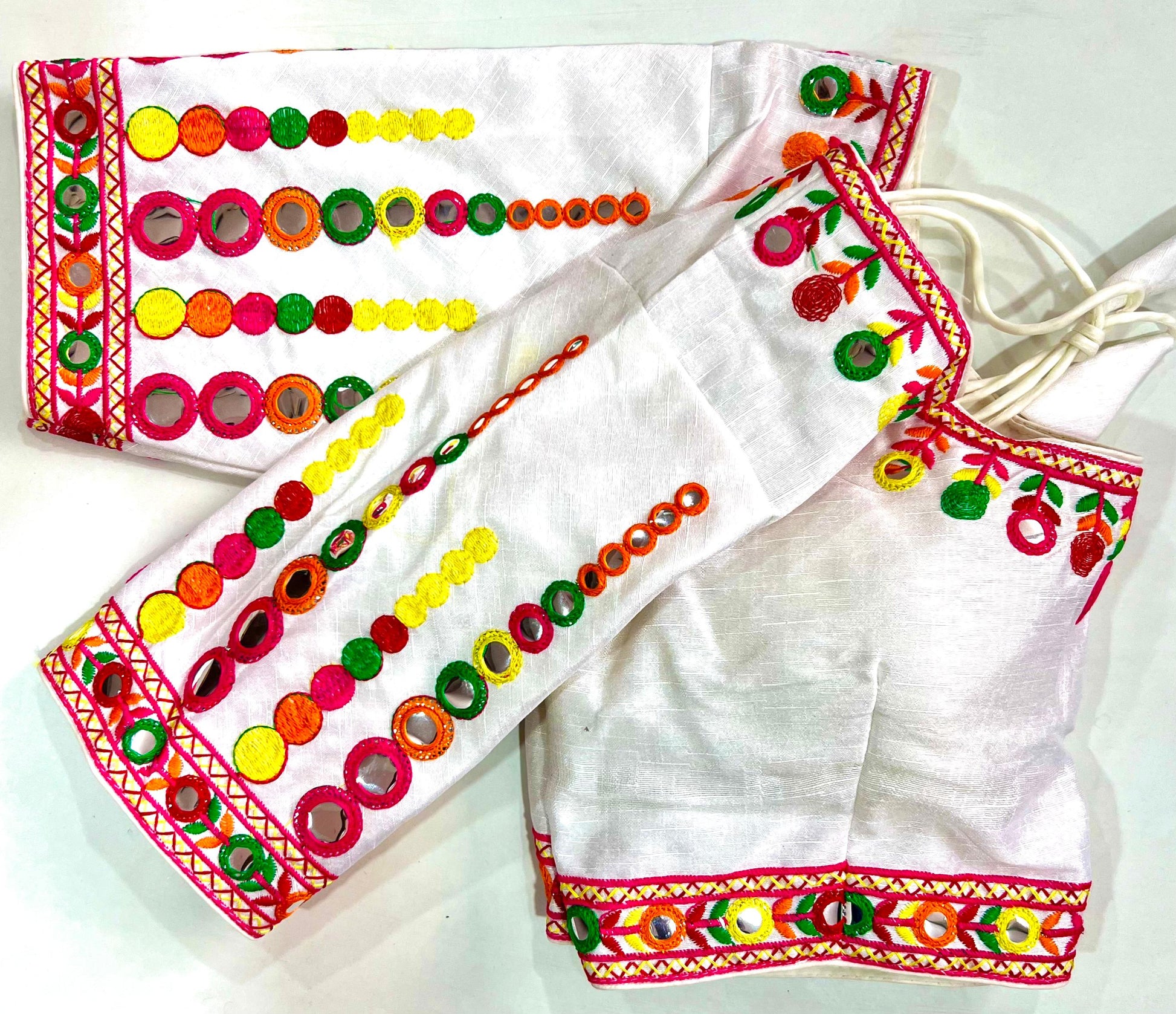 Navratri Multicolor Embroidered Blouse With Foil Mirror