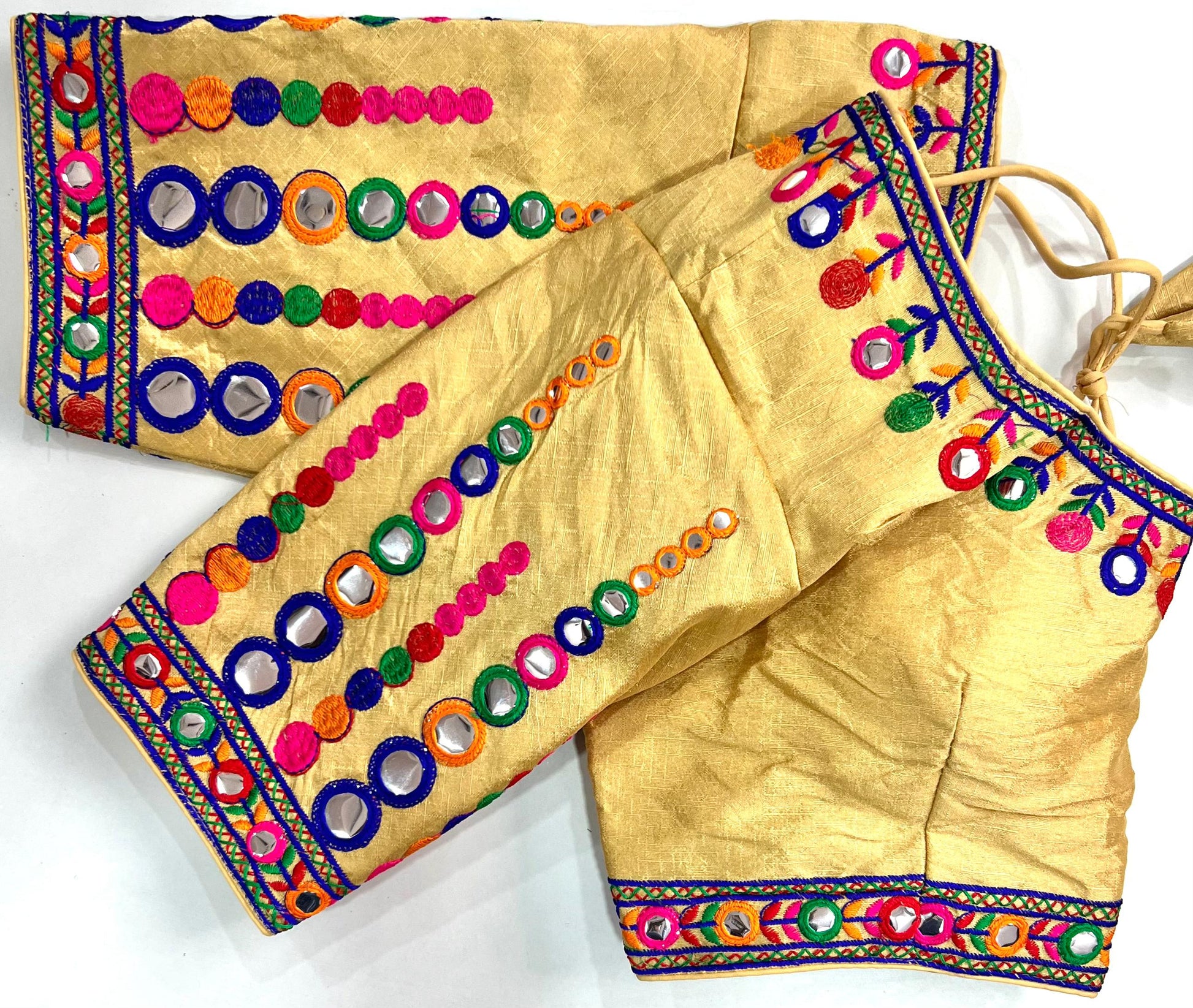 Navratri Multicolor Embroidered Blouse With Foil Mirror