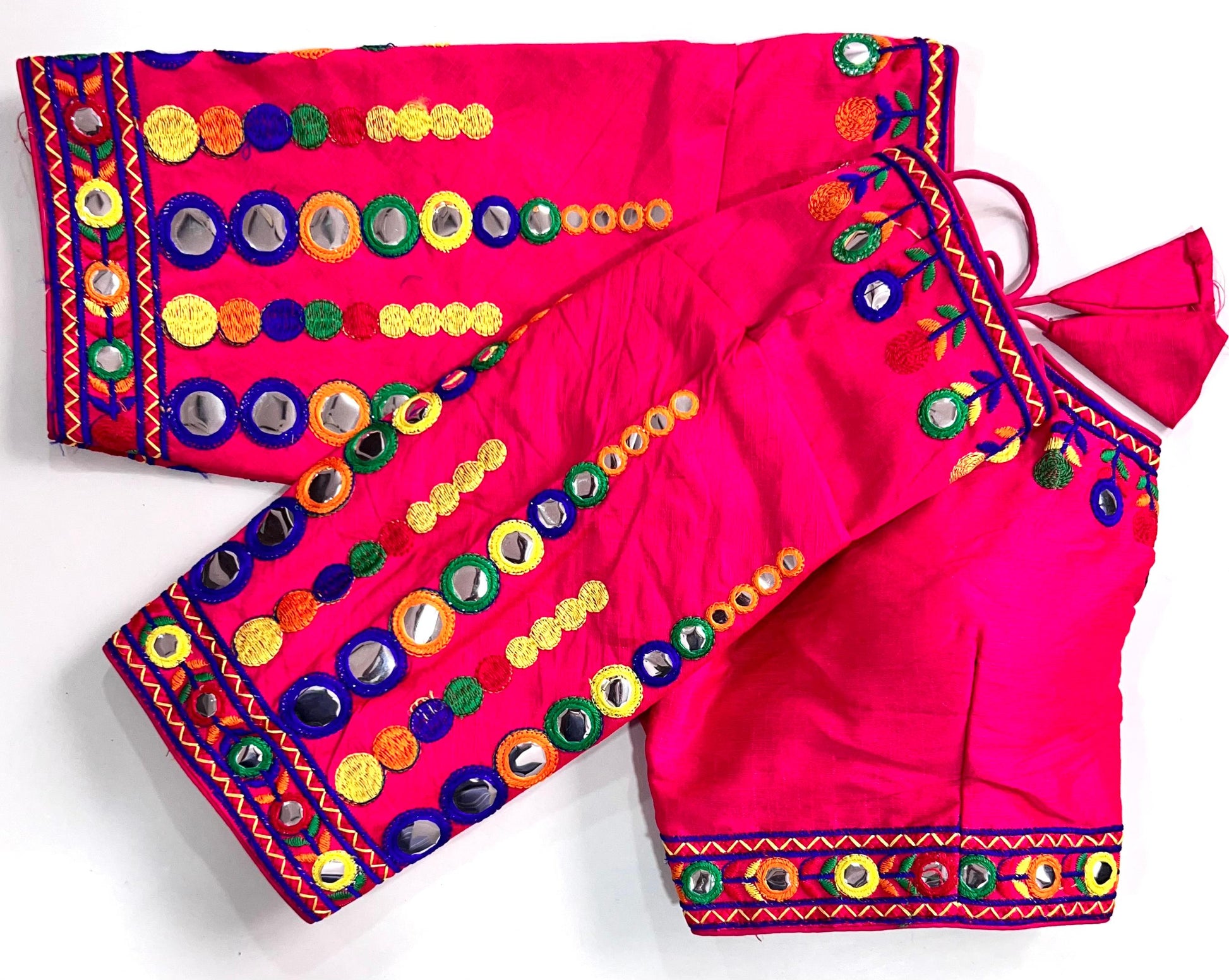 Navratri Multicolor Embroidered Blouse With Foil Mirror