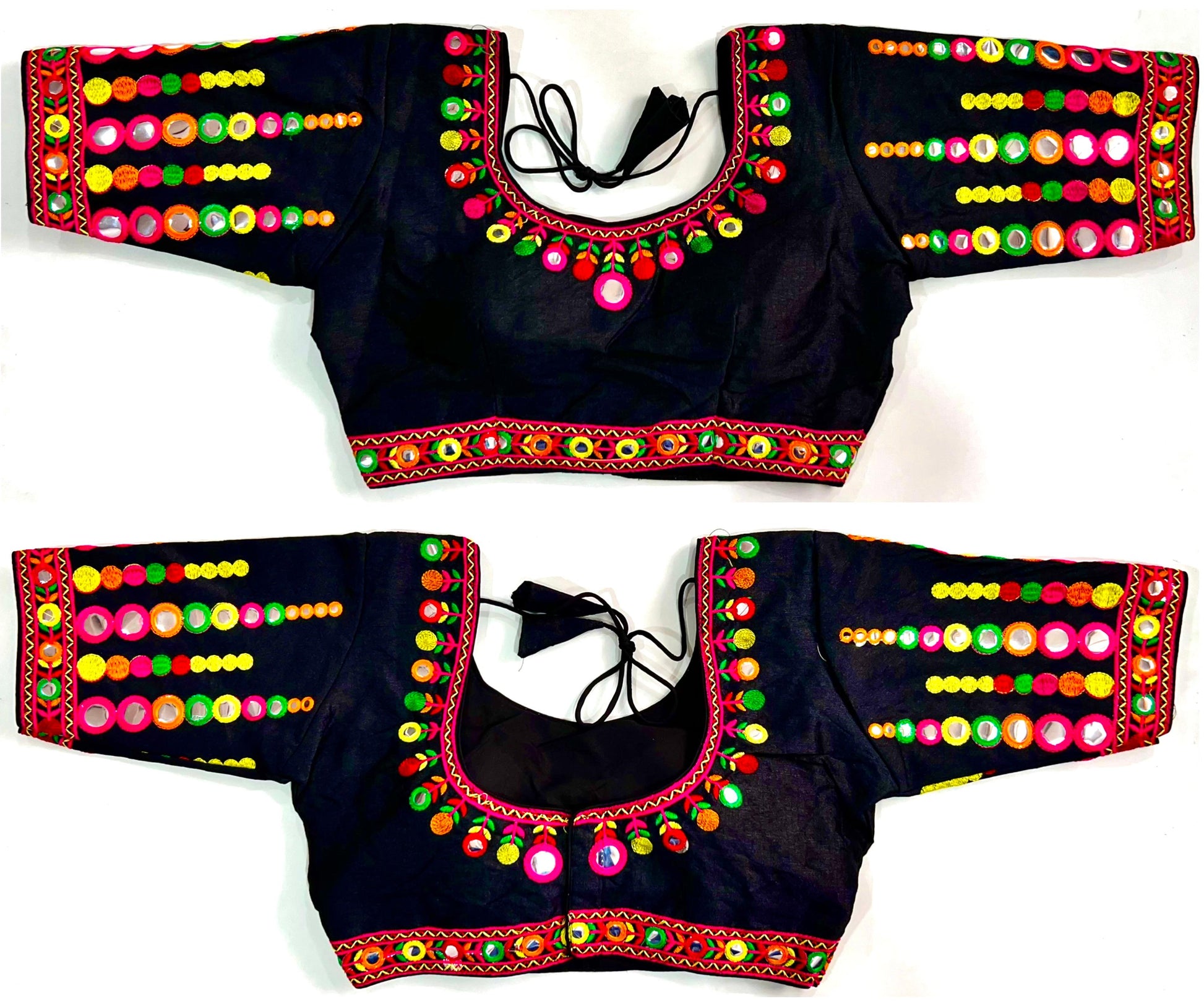 Navratri Multicolor Embroidered Blouse With Foil Mirror