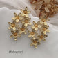 Cory Floral Cluster Golden Statement Earrings