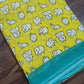 Appu Printed Bright Yellow Handloom Cotton Mulmul Saree