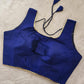 Solid Blue Color Tapeta Silk Blouse With Lace